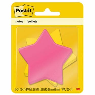 Imagem de Bloco de notas em forma de estrela 3M Post it, pacote com 2 cores sortidas