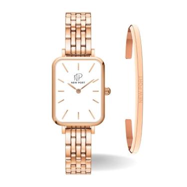 Imagem de Relógio Feminino Quadrado Analógico Elegante + Bracelete