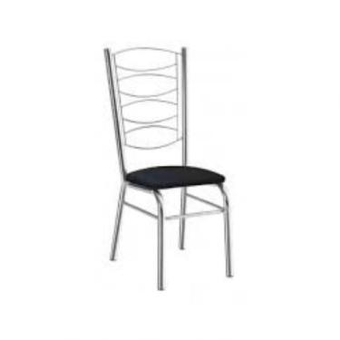 Imagem de Cadeira Gisele Cromada Com Reforço- Assento material sintético Preto -