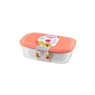 Imagem de Conjunto de Potes Plásticos Retangulares Altos Vac Freezer Rosa 3pçs -