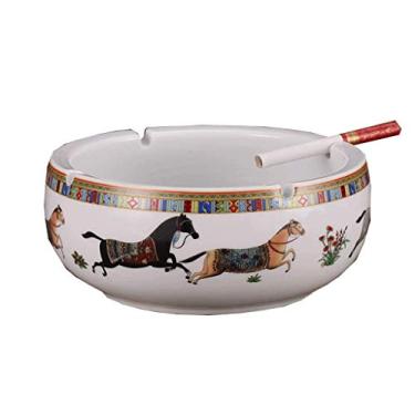 Imagem de Cinzeiros para Cigarros Azul e Branco Cerâmica Europeia Retro Sala de Estar Cinzeiro Boutique Grande Prático Cinzeiro de Cerâmica Elegante Personalidade Criativa Escritório Cinzeiro Redondo Decoração