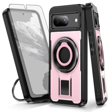 Imagem de Asuwish Capa de celular para Google Pixel 8 5G com protetor de tela de vidro temperado e suporte de anel à prova de choque com suporte protetor de celular de camada dupla para celular Pixel8 oito