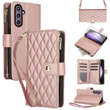 Imagem de Asuwish Capa de celular para Samsung Galaxy S23 FE 5G com protetor de tela de vidro temperado e carteira com zíper, compartimento para cartão, suporte flip, acessórios para celular de dinheiro, S 23