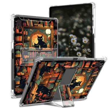 Imagem de Qindaiwen Capa para Galaxy Tab A9+/A9 Plus 27.9 cm 2023, capa protetora de suporte fino com TPU macio translúcido, capa traseira para tablet Tab A9 Plus (SM-X210/X216/X218), gato noturno 02