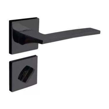 Imagem de Fechadura Safira Banheiro Roseta Quadrada Preto 55mm União Mundial - U