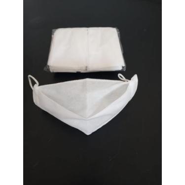 Imagem de Máscara de Tactel C/ Forro de TNT Branco - Dcrochê
