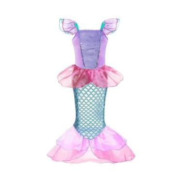 Imagem de Fantasia de Sereia Ariel para Meninas - Vestido para Festa de Hallowee