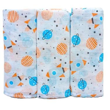 Imagem de Kit 3 Fralda de Pano Ombro Bebê 100 Algodão Enxoval Maternidade - Teci