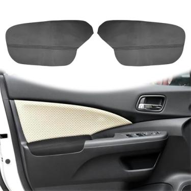 Imagem de QianBao 2 peças de substituição de capa de couro para apoio de braço da porta dianteira para Honda CRV 2012-2016, painel de porta esquerda e direita DIY com ferramenta de instalação preto
