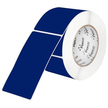 Imagem de Perco Etiquetas adesivas perfuradas azul escuro de 7 x 12 cm — 150 adesivos/rolo — com adesivo permanente para gerenciamento de inventário, codificação de cores, caixas de mudança, varejo, organização