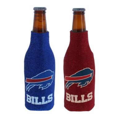 Imagem de Suporte isolante de lata e garrafa de futebol refrigerador de bebidas (garrafa azul com purpurina de búfalo vermelho (contas))