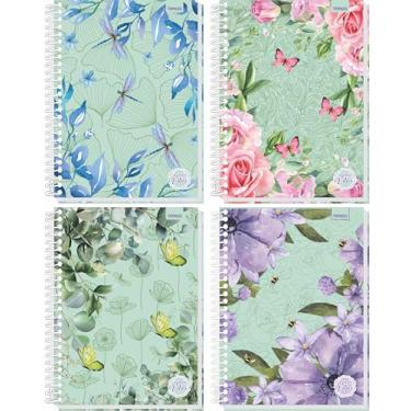 Imagem de Kit de Caderno Espiral Universitário Capa Dura 4 Modelos - Green Vibes - 1 Matéria - 80 Folhas - Pacote C/4 Unidades
