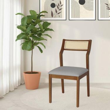 Imagem de Conjunto 2 Cadeiras De Jantar Lagum Jequitibá Terra Encosto Linho Cinza E Corda Náutica