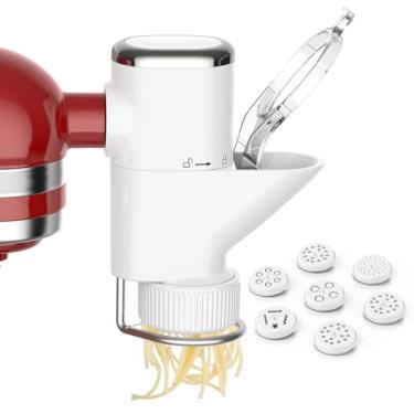 Imagem de Acessório de prensa de massa gourmet para batedeiras KitchenAid, máquina de macarrão para batedeira Kitchenaid com 7 pratos intercambiáveis, para acessório de massa Kitchenaid