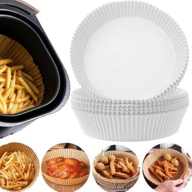 Imagem de Forro de papel descartável Air Fryer, 100 peças, forros descartáveis antiaderentes, papel de cozimento para fritadeira a ar, à prova de óleo, à prova de água, grau alimentício para assar no