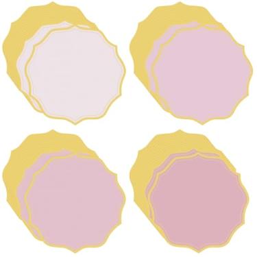 Imagem de 100 peças de jogo americano redondo rosa empoeirado de 33,5 cm de papel descartável recortado, tapetes decorativos em forma de flor, tapetes de mesa para decoração de mesa de dia dos namorados