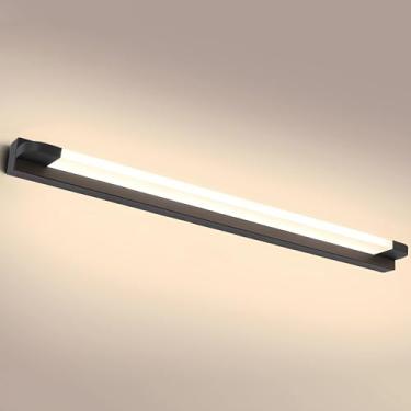 Imagem de Luminária de parede LED para banheiro, preta, com espelho frontal, IP44, para exibição de fotos, luminária de parede para espelho, arandela para hotéis e restaurantes, luminária de leitura m