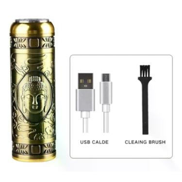 Imagem de Mini Barbeador Elétrico Turbo 3 Lâminas Recarregável, Portátil, Liga de Alumínio, TYPE-C/USB, Lavável, 2W