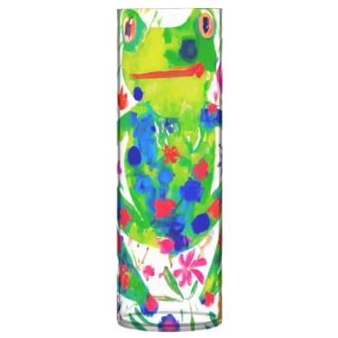 Imagem de JUZIHAI Vaso de sapo para flores 9,9 cm x 30 cm cilindro de plástico moderno vaso de flores para centro de mesa de casamento decoração de casa