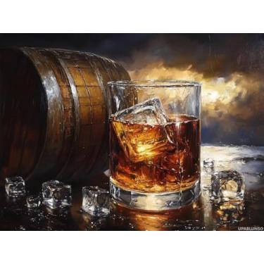 Imagem de UPABLUNSO Kits de pintura de diamante 5D Whiskey Diamond Art Full Drill para adultos iniciantes, artesanato de arte DIY para relaxamento e decoração de parede de casa 30,5 x 40,6 cm