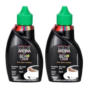 Imagem de Kit 2x Adoçante Stevia Líquido 100% Natural Color Andina 30ml
