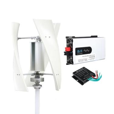 Imagem de HUIZHITENGDA Turbina Eólica, 10000W 12V-220V Kit de Gerador Eólico Vertical Equipamento Produtor de Eletricidade com Inversor de Potência, Baixo Ruído, Gerador Eólico de 3 Pás,12v