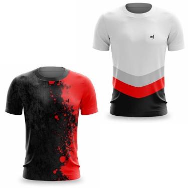 Imagem de Combo 2 Camiseta Masculina Dry UV Fitness Esporte Academia Futebol Pilates Musculação Caminhada-Masculino