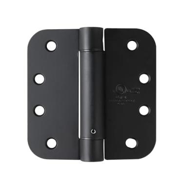 Imagem de HASWARE Dobradiça de porta comercial de fechamento automático: Dobradiças de mola de 10 cm - Cantos de raio de porta ajustável de 1,5 cm - para porta de madeira de garagem ou banheiro, listado na UL