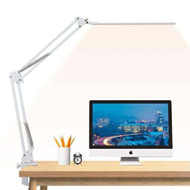Imagem de Lâmpada de mesa de LED, luminária de mesa de braço oscilante ajustável brightower com braçadeira, luz de mesa de arquiteto que cuida dos olhos, lâmpada regulável para escritório em casa com USB, 3