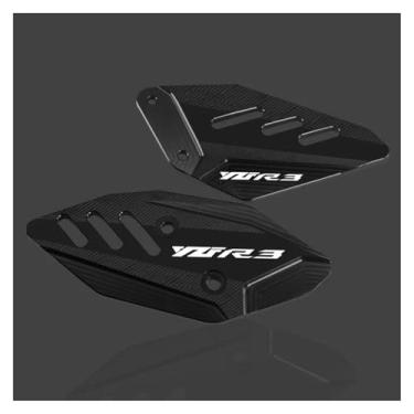 Imagem de Anti-derrapante Para yzf r3 r25 yzfr3 yzfr25 cnc footpeg apoio para os pés pedal dianteiro asa suporte placas de calcanhar protetor(Black YZFR3)