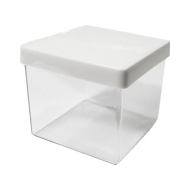 Imagem de Kit 10 Caixa Acrílica 5x5 Caixinha Lembrancinha Porta Doce Festa (Branco)