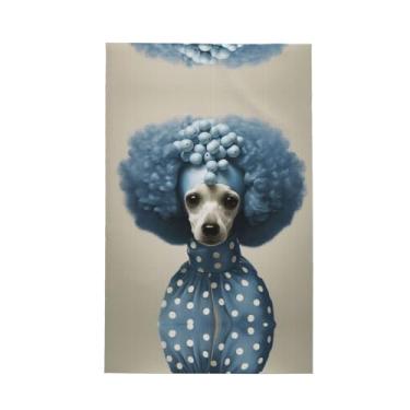 Imagem de XLLingL Toalhas de cozinha com estampa de bolinhas Blue Poodle Waffle, panos de prato de microfibra, para decoração e limpeza de cozinha - 1 peça