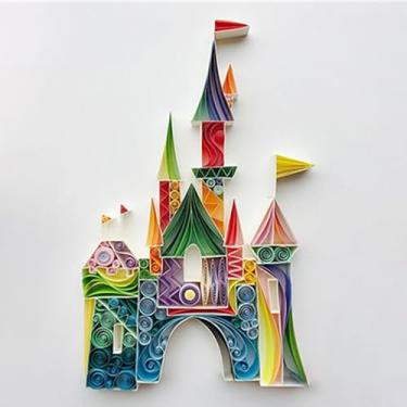 Imagem de Kit de quilling de papel castelo para artesanato adulto ótimo para oficina de artesanato DIY, decoração de casa, presente de aniversário, interação com amigos adultos. É adequado para adultos e