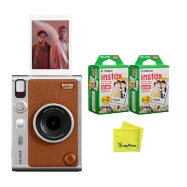 Imagem de Fujifilm Câmera instantânea Instax Mini EVO (marrom) com pano de limpeza de microfibra BuzzPhoto e 2 pacotes duplos de mini filme instantâneo