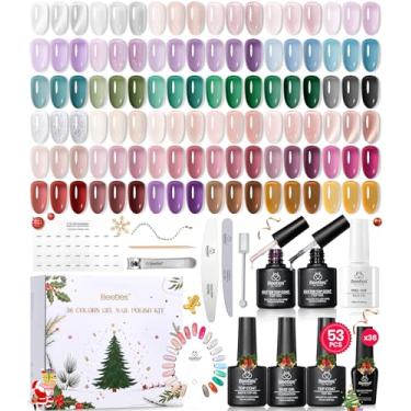 Imagem de Beetles Conjunto de esmalte de gel gelatinoso Frostglaze, 53 peças, kit de unhas de gel de Natal com 36 cores, rosa leitoso, branco, vermelho, preto, azul, verde, prata, olho de gato, glitter, fosco