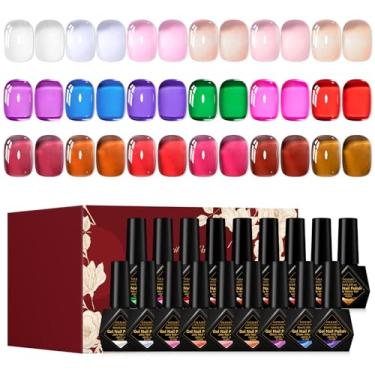 Imagem de Four Lily Kit de esmalte de gel gelatinoso - 18 cores brilhantes da moda rosa transpare...