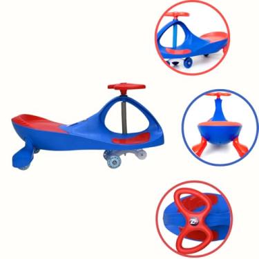 Imagem de Carrinho Rolimã Aguenta 100kgs Unitoys Car Azul Rodas Com Led Gira 360 Brinquedo