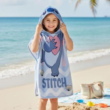 Imagem de Toalha de Banho Infantil com Capuz Poncho Stitch Aveludada Lepper