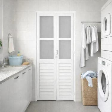 Imagem de Porta Camarão Alumínio Branco Com Vidro - Brecorimo, DIREITO, 210X90