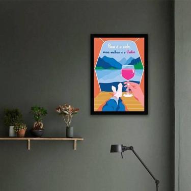 Imagem de Quadro Boa É A Vida, Mas Melhor É O Vinho 24X18 Vidro Preta