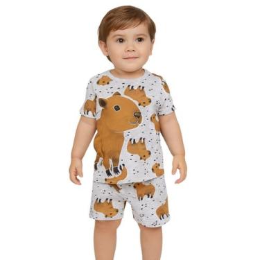 Imagem de Pijama Infantil Bebê Menino Capivaras Brilha no Escuro Kyly, Cinza mes