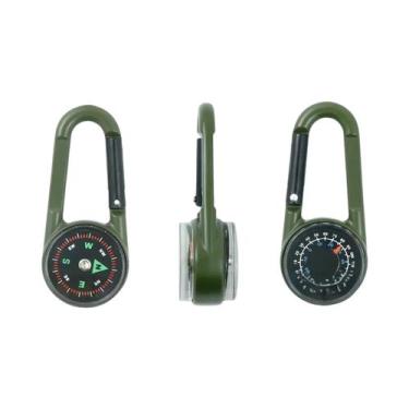 Imagem de Bússola De Metal Dupla Face Com Termômetro E Clipe Carabiner 3 Em 1 Pa