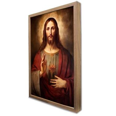 Imagem de Quadro Decorativo Jesus Cristo em Moldura Caixa - TaColado, 80 x 120cm