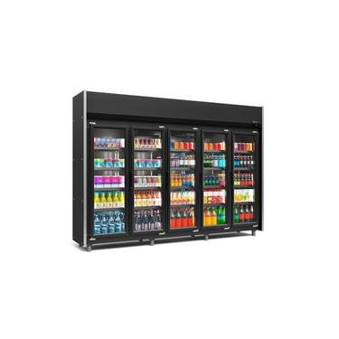 Imagem de Expositor 5 Portas All Black GEAS5PLB 4 Prateleiras 220v Gelopar