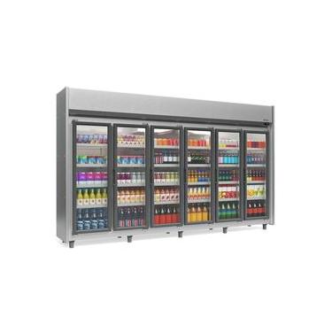 Imagem de Expositor 6 Portas Tipo Inox GEAS6P 4 Prateleiras 220v Gelopar