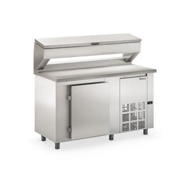 Imagem de Balcão Condimentado 1 Porta e 8 Gns 1/4 com Tampa GBPZ150TCBAI Inox Gelopar 220V