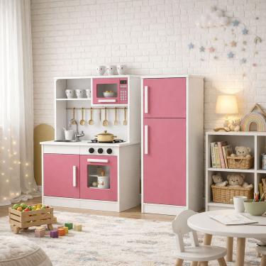 Imagem de Cozinha de Brinquedo Infantil Completa com Geladeira Armários Mini Cozinha de Brinquedo Educativa