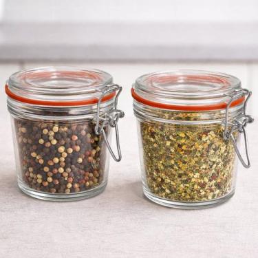 Imagem de Potes Hermético Mantimentos Vidro Trava Metal 300ml Kit 4pçs - Genéric