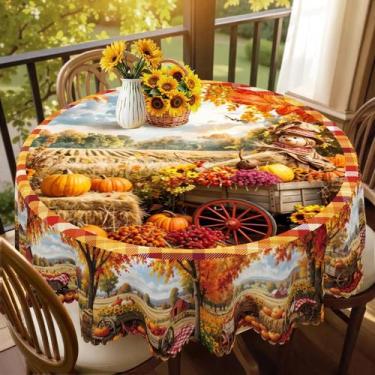 Imagem de Toalha De Mesa Com Padrão Floral De Colheita De Outono E Adesivos Auto