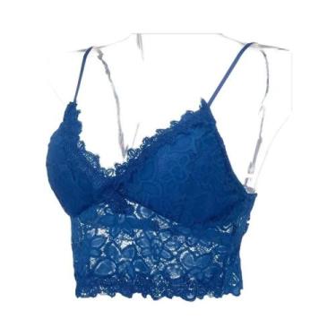 Imagem de Sutiã Feminino Floral De Renda Push-up Sem Arame, Top Curto Transparen